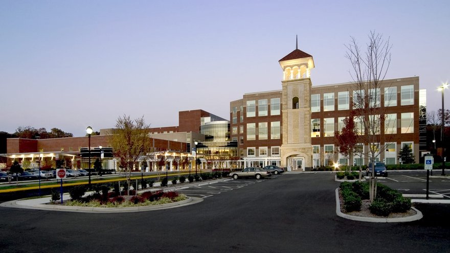 Brick hospital campus building at Bon Secours St. Francis